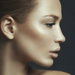 Woman with high cheek bones